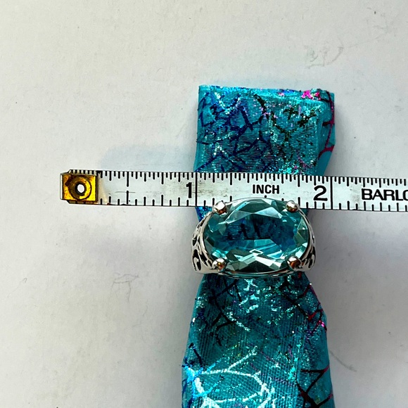 Reserved for @postapoly Silpada Vintage Filagree Sterling Silver Aqua Oval Ring - Picture 10 of 10